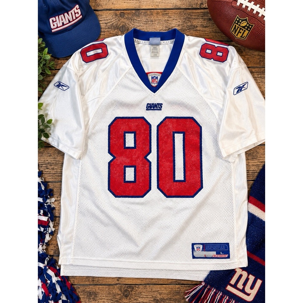 Jeremy Shockey #80 NY Giants Reebok NFL Jersey White Men's Large Vintage